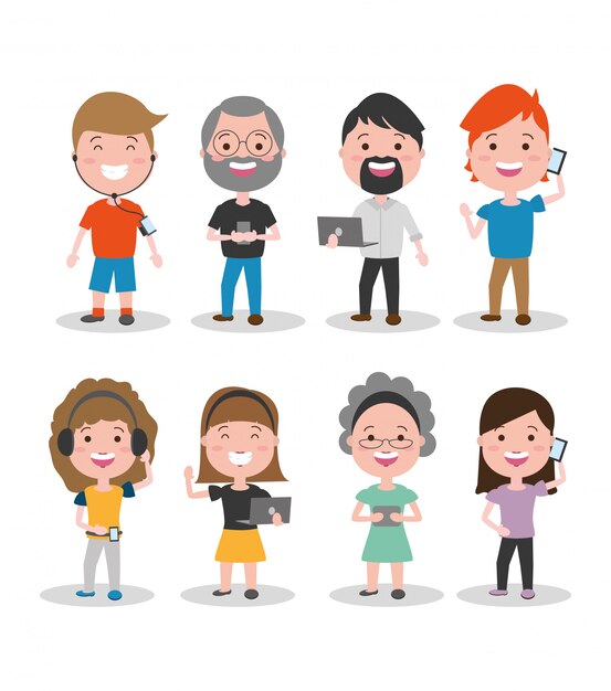 Personas con dispositivos tecnológicos