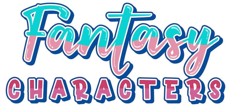 Vector gratuito personas de fantasía palabra de texto en estilo de dibujos animados