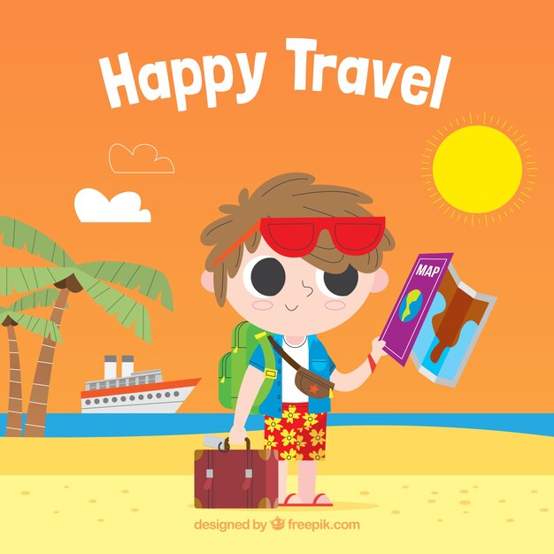 Personas felices viajando alrededor del mundo