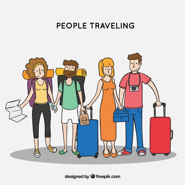 Personas felices viajando