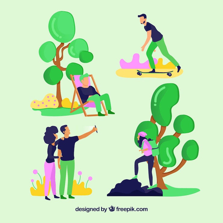 Vector gratuito personas haciendo actividades de ocio al aire libre
