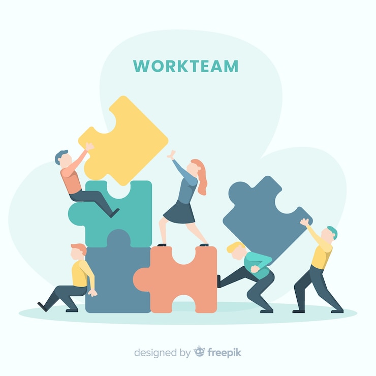 Vector gratuito personas haciendo puzles