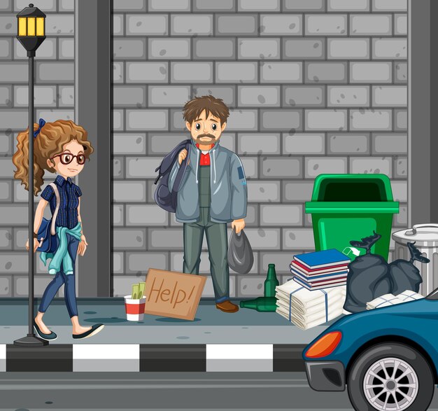 Personas sin hogar en la ciudad.