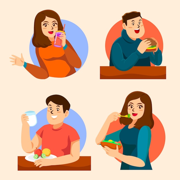 Vector gratuito personas con ilustración de comida