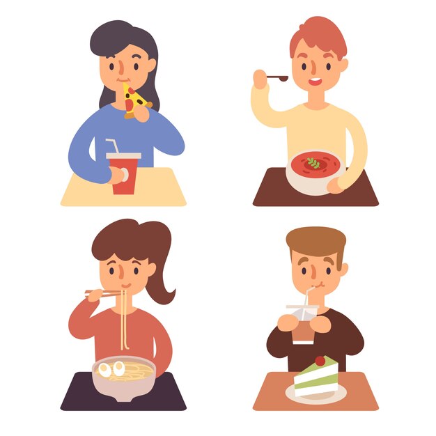 Personas con ilustración de comida