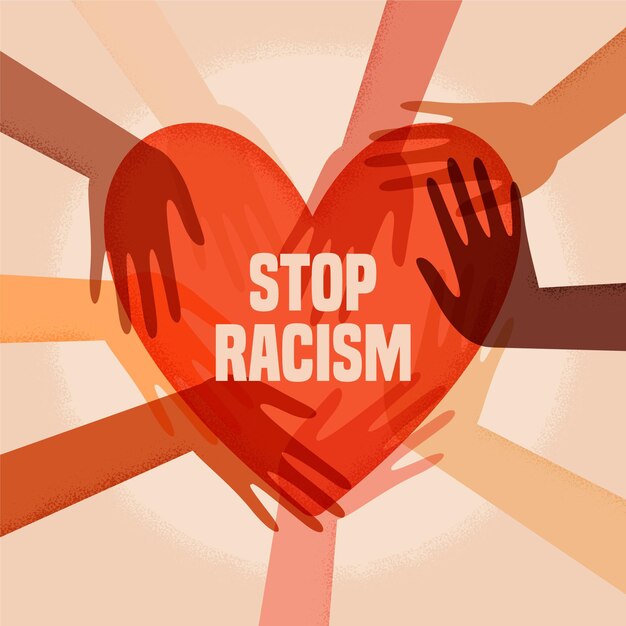 Personas ilustradas que participan en el movimiento para detener el racismo