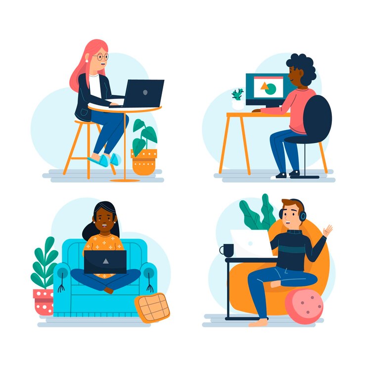 Vector gratuito personas ilustradas que trabajan a distancia