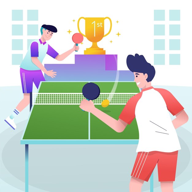 Personas jugando tenis de mesa en el interior