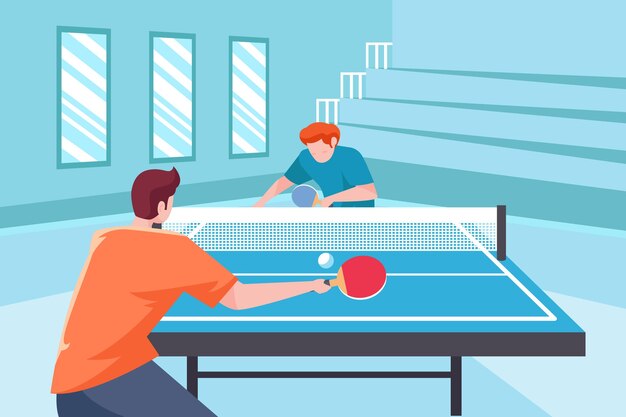 Personas jugando tenis de mesa