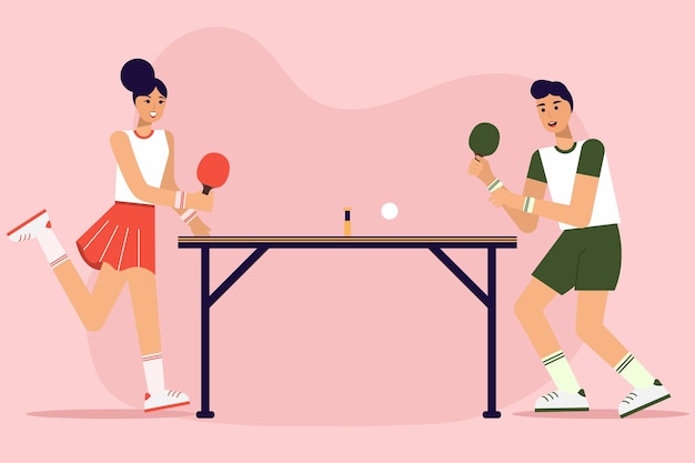 Vector gratuito personas jugando tenis de mesa