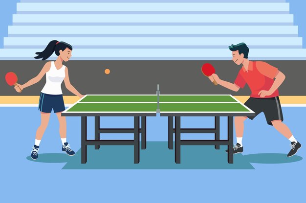 Personas jugando tenis de mesa