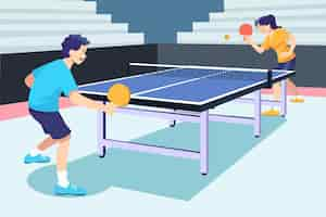 Vector gratuito personas jugando tenis de mesa