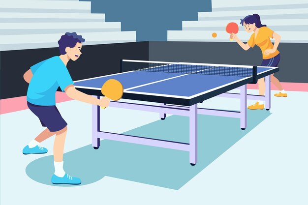 Personas jugando tenis de mesa
