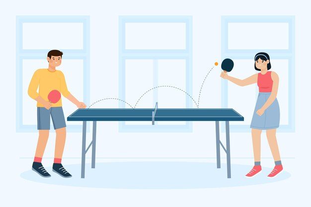 Personas jugando tenis de mesa