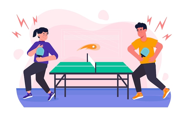 Vector gratuito personas jugando tenis de mesa