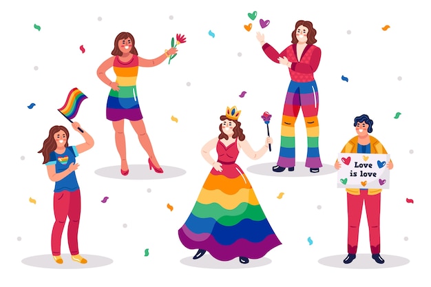 Personas juntas en concepto del día del orgullo