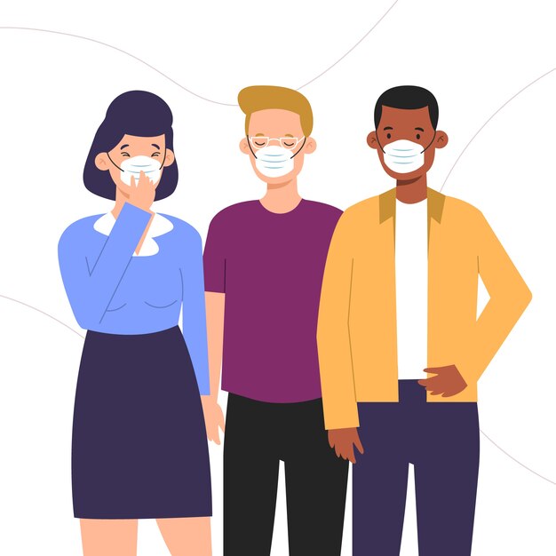 Personas con mascarilla médica
