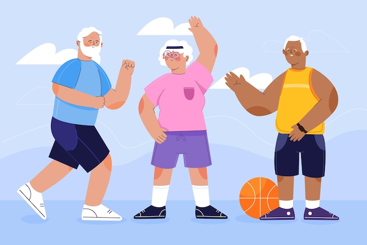 Vector gratuito personas mayores activas