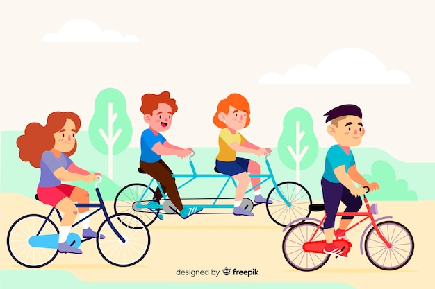 Personas montando en bicicleta por el parque
