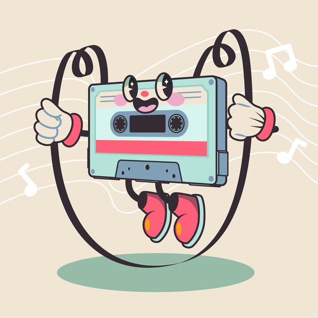Personas de música retro dibujadas a mano Ilustración de dibujos animados
