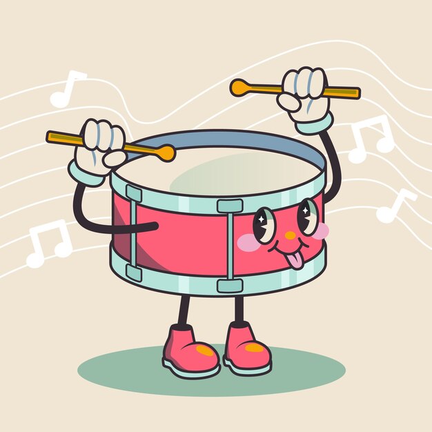 Personas de música retro dibujadas a mano Ilustración de dibujos animados