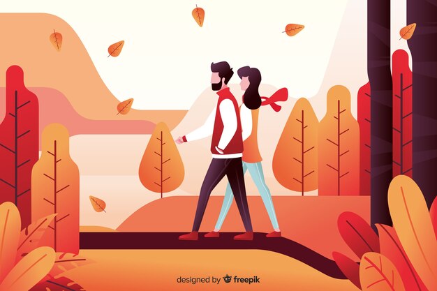 Personas en una parque otoñal