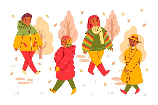 Personas en el parque de otoño.