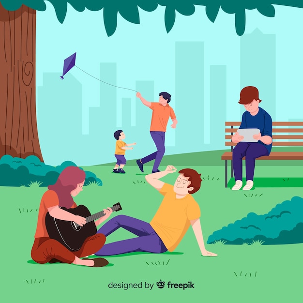Personas en el parque durante su tiempo libre.