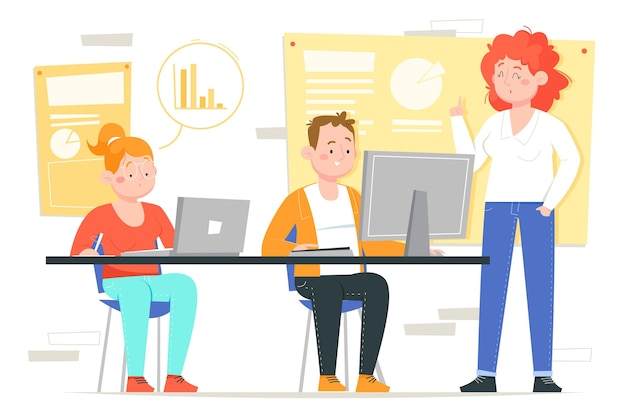 Personas planas orgánicas en formación empresarial.