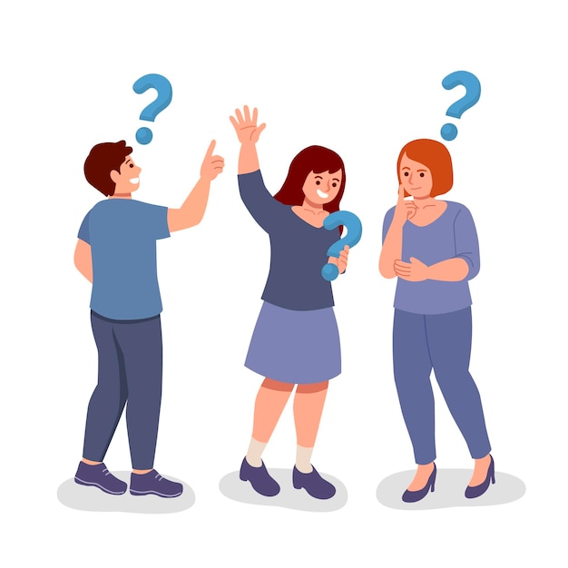 Personas planas orgánicas haciendo preguntas.