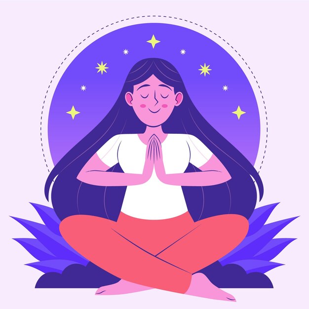 Personas planas orgánicas meditando