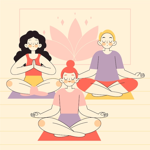 Vector gratuito personas planas orgánicas meditando