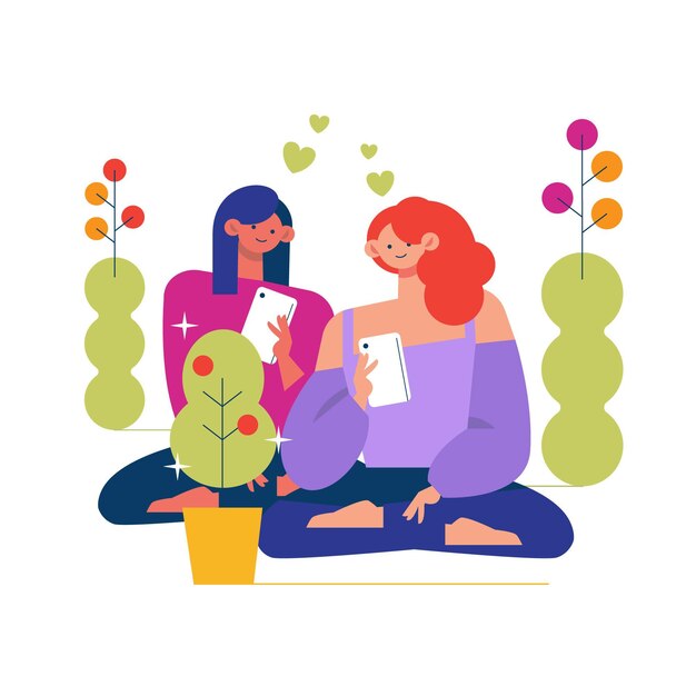 Personas planas tomando fotos con smartphone