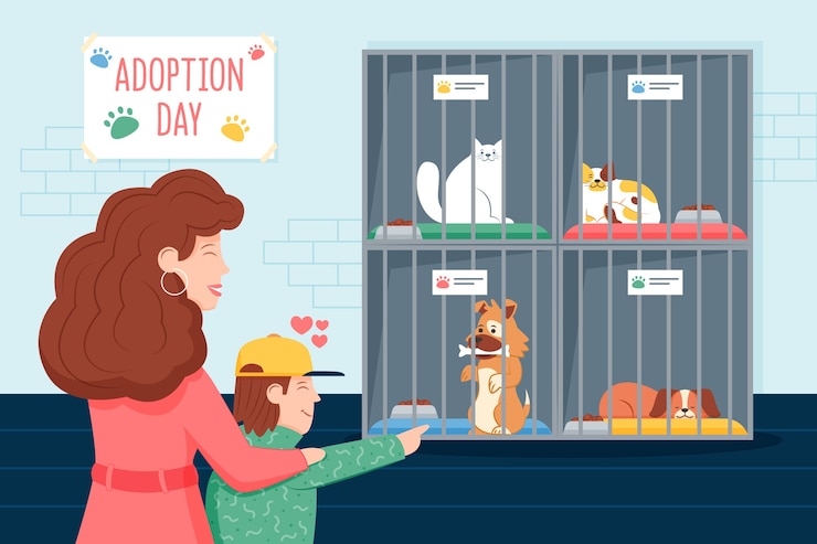 Vector gratuito las personas que adoptan una mascota
