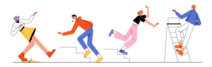 Vector gratuito personas que caen personajes torpes caen conjunto