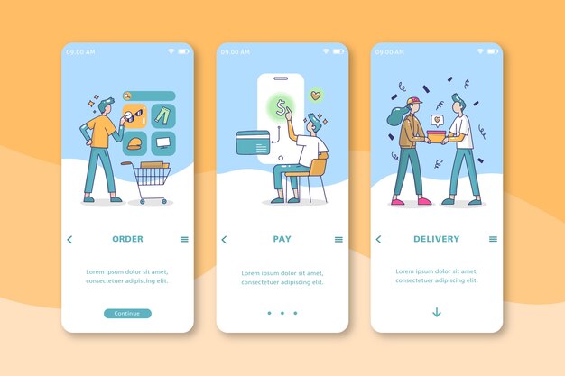 Personas que compran diseño de interfaz móvil en línea