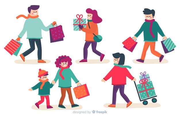 Personas que compran set de regalos de navidad