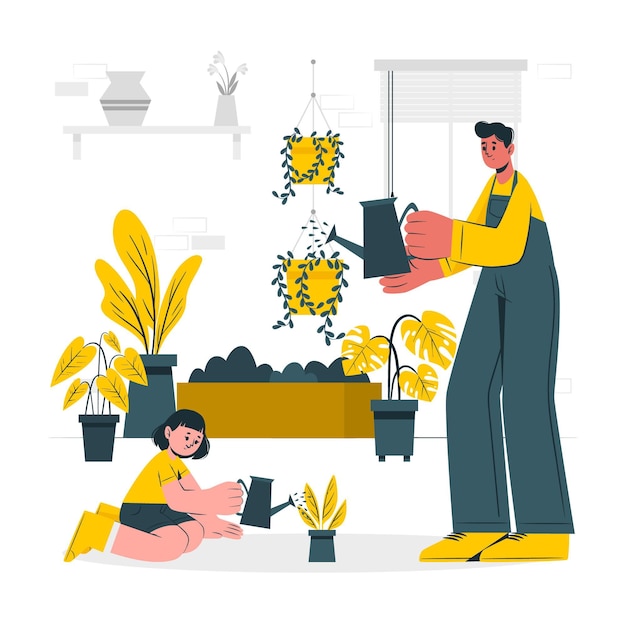 Vector gratuito personas que cuidan de la ilustración del concepto de plantas