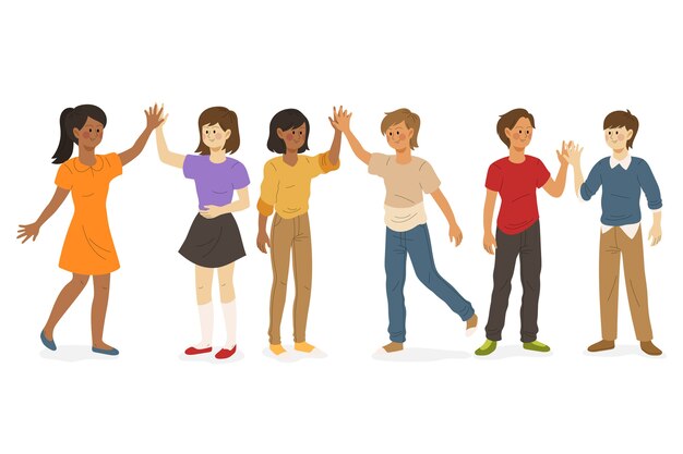 Personas que dan concepto de cinco alta ilustración