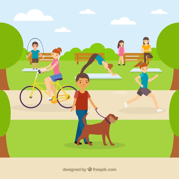 Personas que hacen actividades de ocio al aire libre 