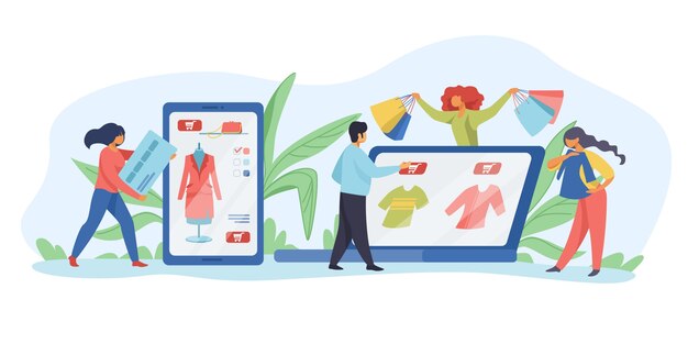 Personas que hacen compras en línea