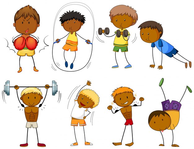 Personas que hacen diferentes deportes ilustración