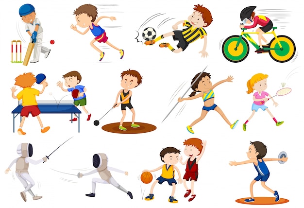 Vector gratuito personas que hacen diferentes tipos de ilustración de deportes