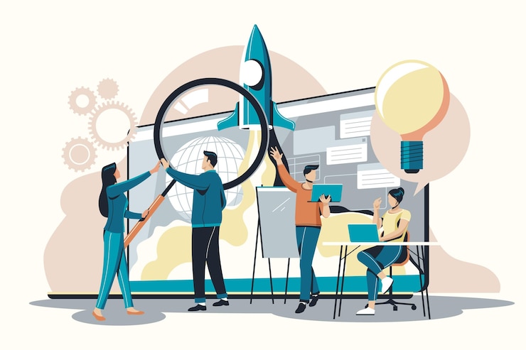 Vector gratuito personas que inician un proyecto empresarial