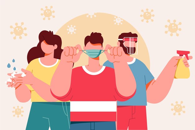 Personas que muestran formas efectivas de prevenir el coronavirus