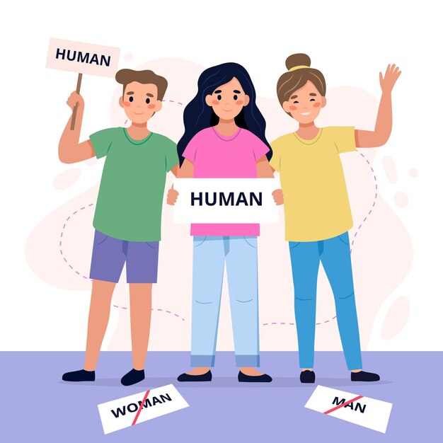 Personas que participan en el movimiento de género neutral