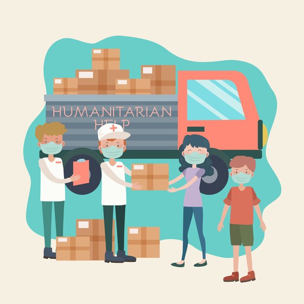 Personas que realizan actividades humanitarias.