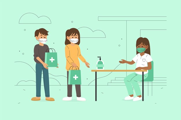 Personas que realizan diferentes actividades humanitarias ilustradas