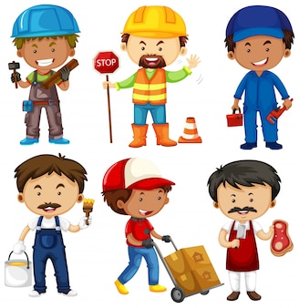 Las personas que realizan trabajos diferentes en blanco | Vector ...