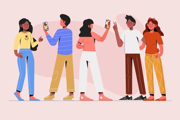 Personas que toman fotos con teléfonos inteligentes